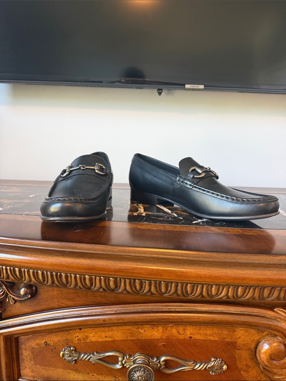 Vince Camuto Black Leather Bit Slip-On Loafers